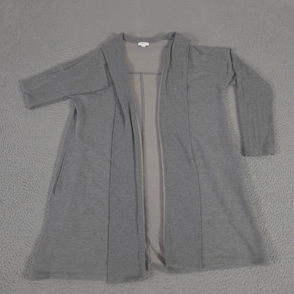 J. Jill Sweater Womens L Gray Fit Open Front Cardigan Duster Modal Fleece Pocket